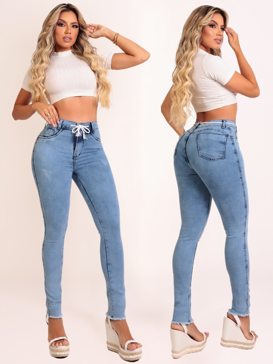 Calça Jeans Feminina Skinny Super Colada Corpo Stretch Leve