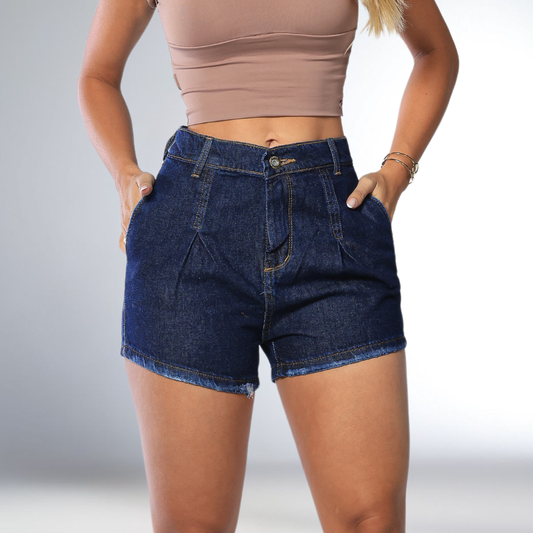 Short Jeans Feminino Mom Sem Lycra Cos Alto Levanta Bumbum
