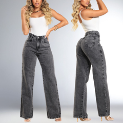 Calça Jeans Feminina Wide Leg  Cintura Alta 100% Algodão