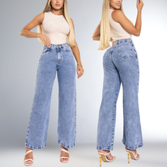 Calça Jeans Feminina Wide Leg  Cintura Alta 100% Algodão