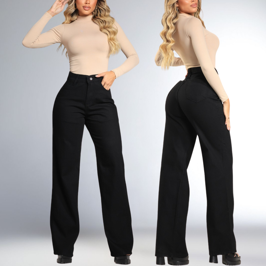 Calça Jeans Feminina Wide Leg  Cintura Alta 100% Algodão