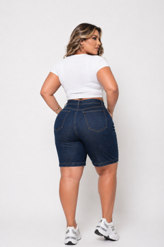 Bermuda Plus Size Femina com Lycra  Escura Jeans Feminino