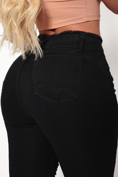 Calça Jeans Skinny Levanta Bumbum Feminina Preta Cos Alto