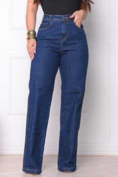 Calça Jeans Wide Leg Pantalona Cintura Alta Feminina
