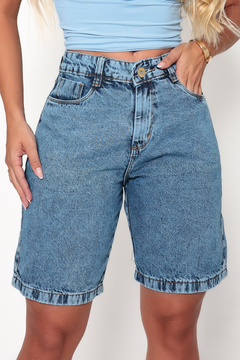 Short Jeans Feminino 100% Algodão Cintura Alta Levanta Bumbum