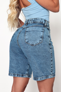 Short Jeans Feminino 100% Algodão Cintura Alta Levanta Bumbum